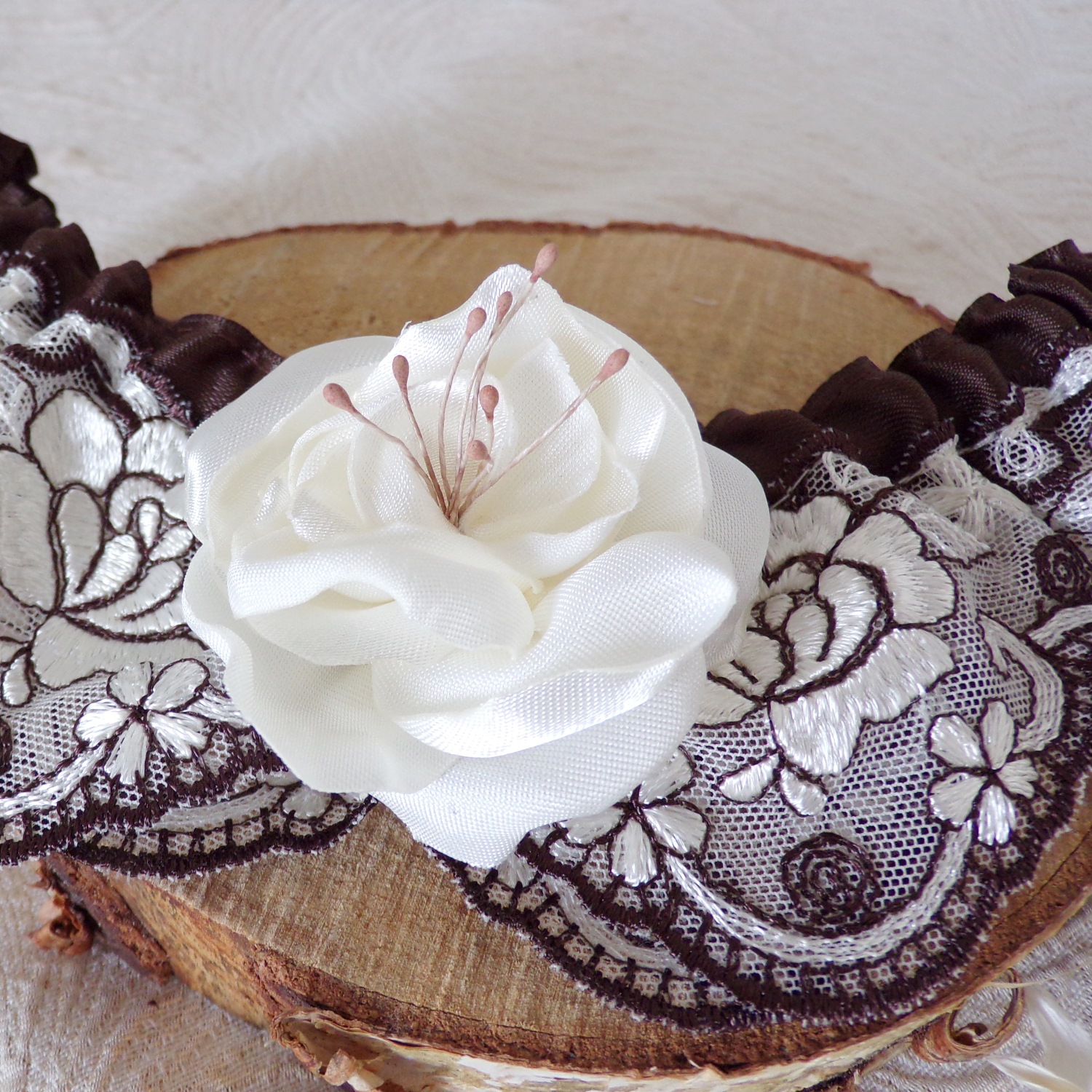 Jarretière De Mariée AWOCAN - Dentelle Élastique Avec Nœud Et Fleurs - Bleu, Taille Unique - Cadeau Romantique