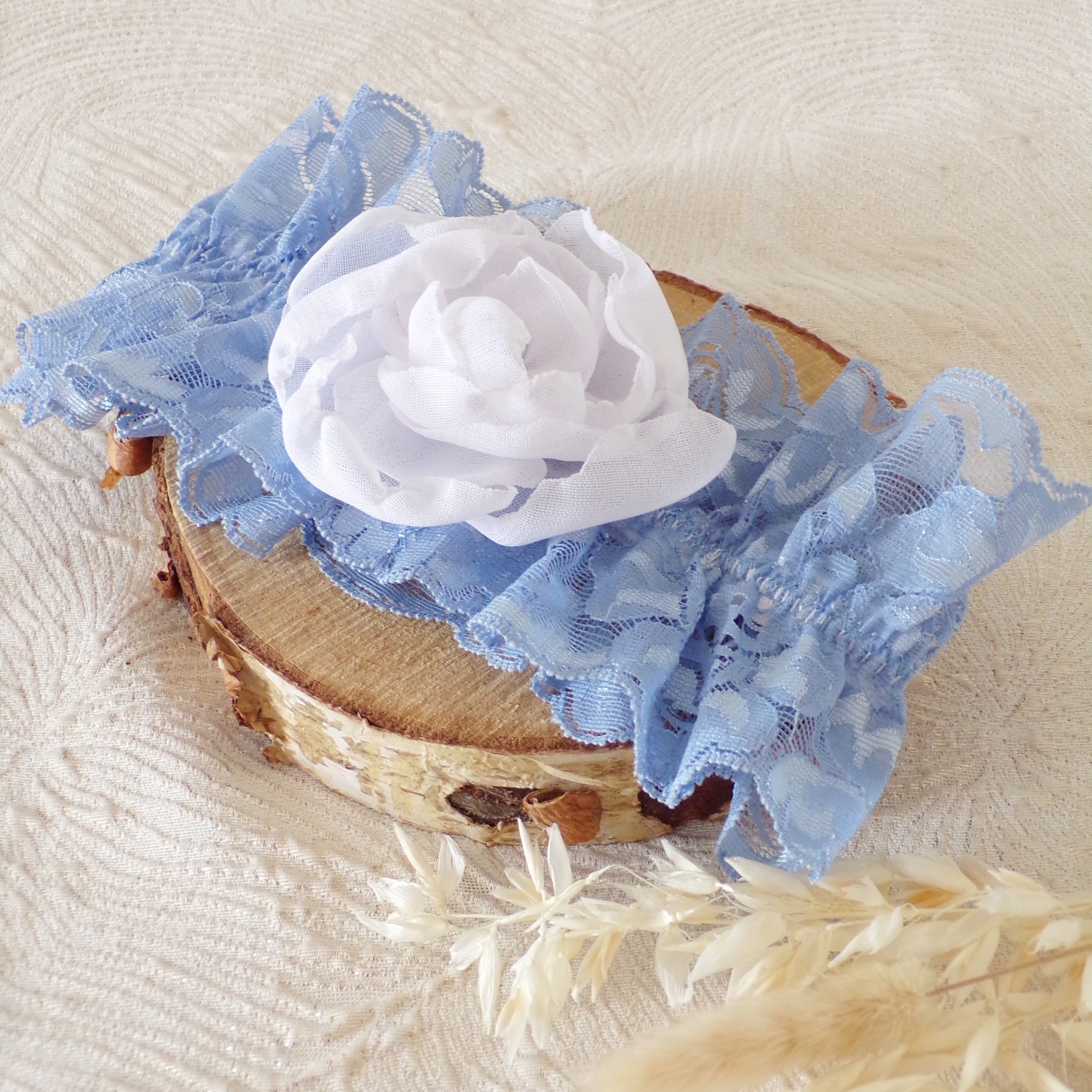 jarretiere mariee dentelle elastique mariage bleu