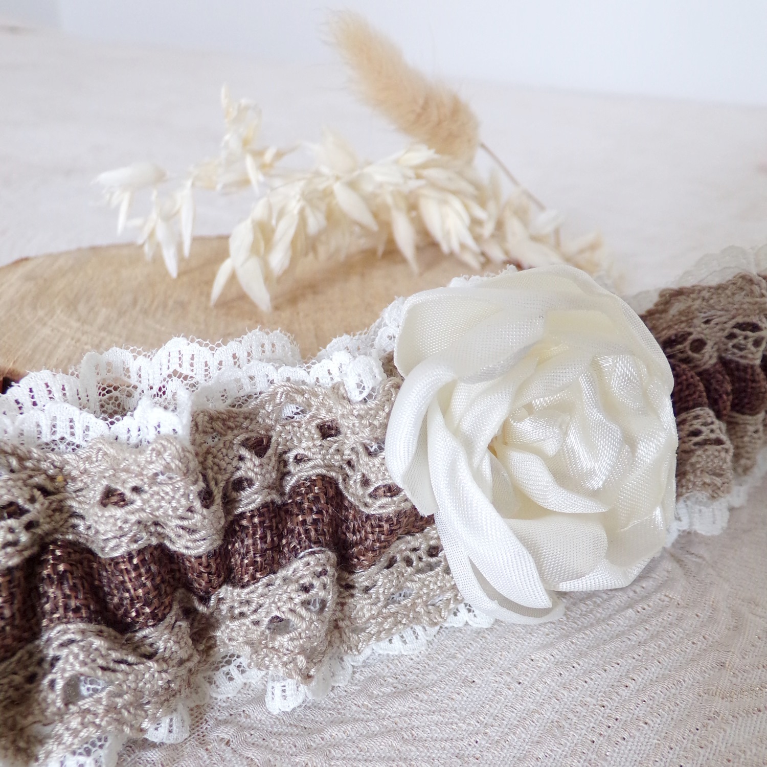 accessoire mariée dentelle ivoire chocolat mariage champêtre