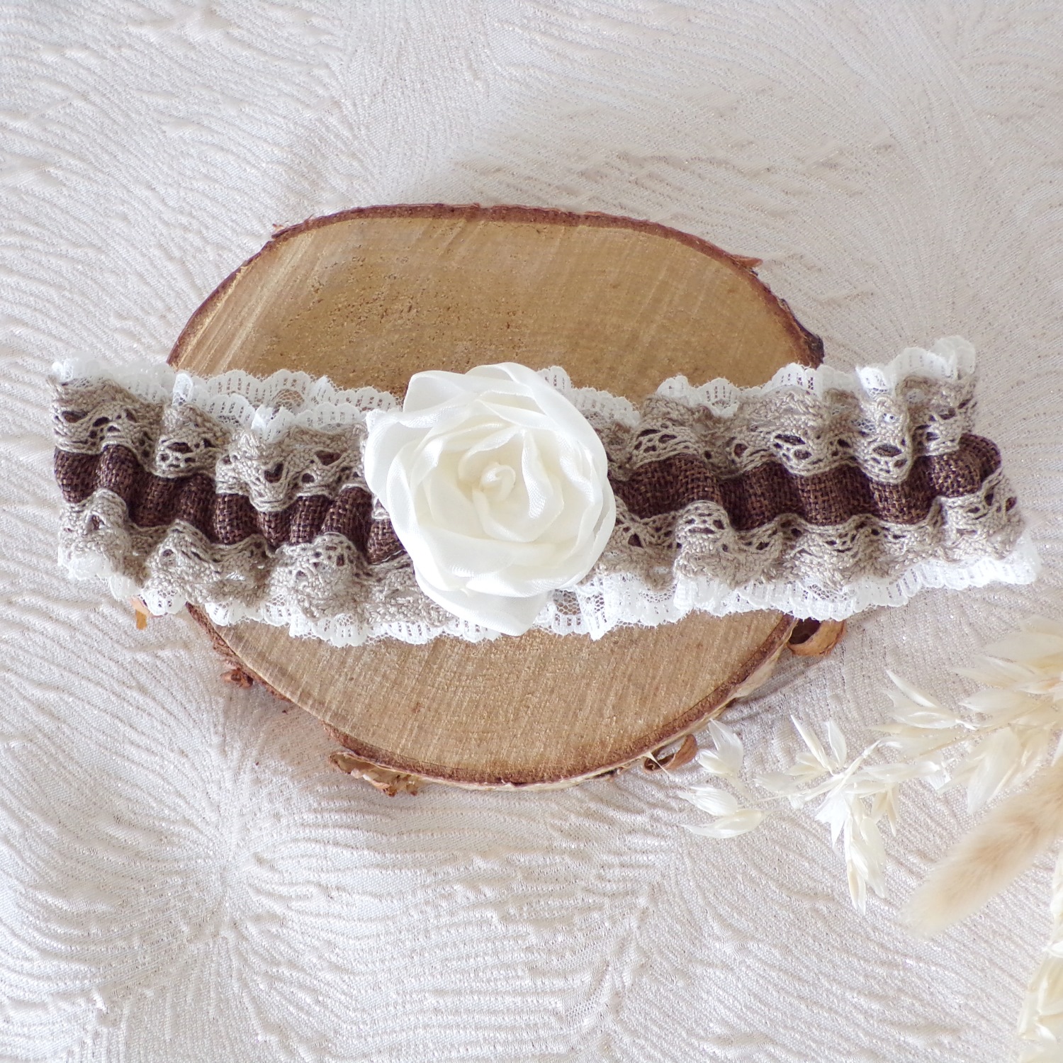 jarretière de mariée champêtre romantique dentelle