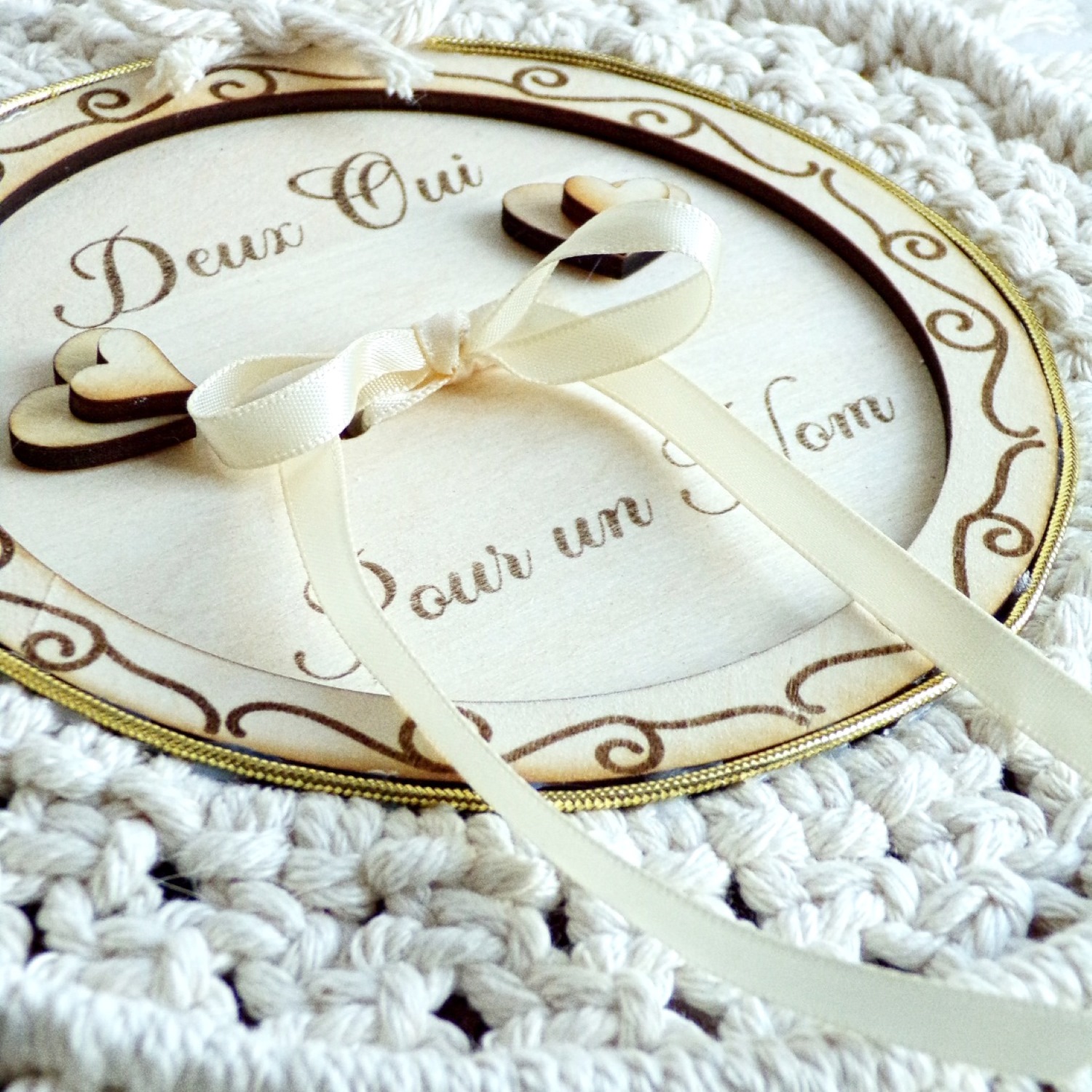porte alliances mariage boheme champetre macrame bois