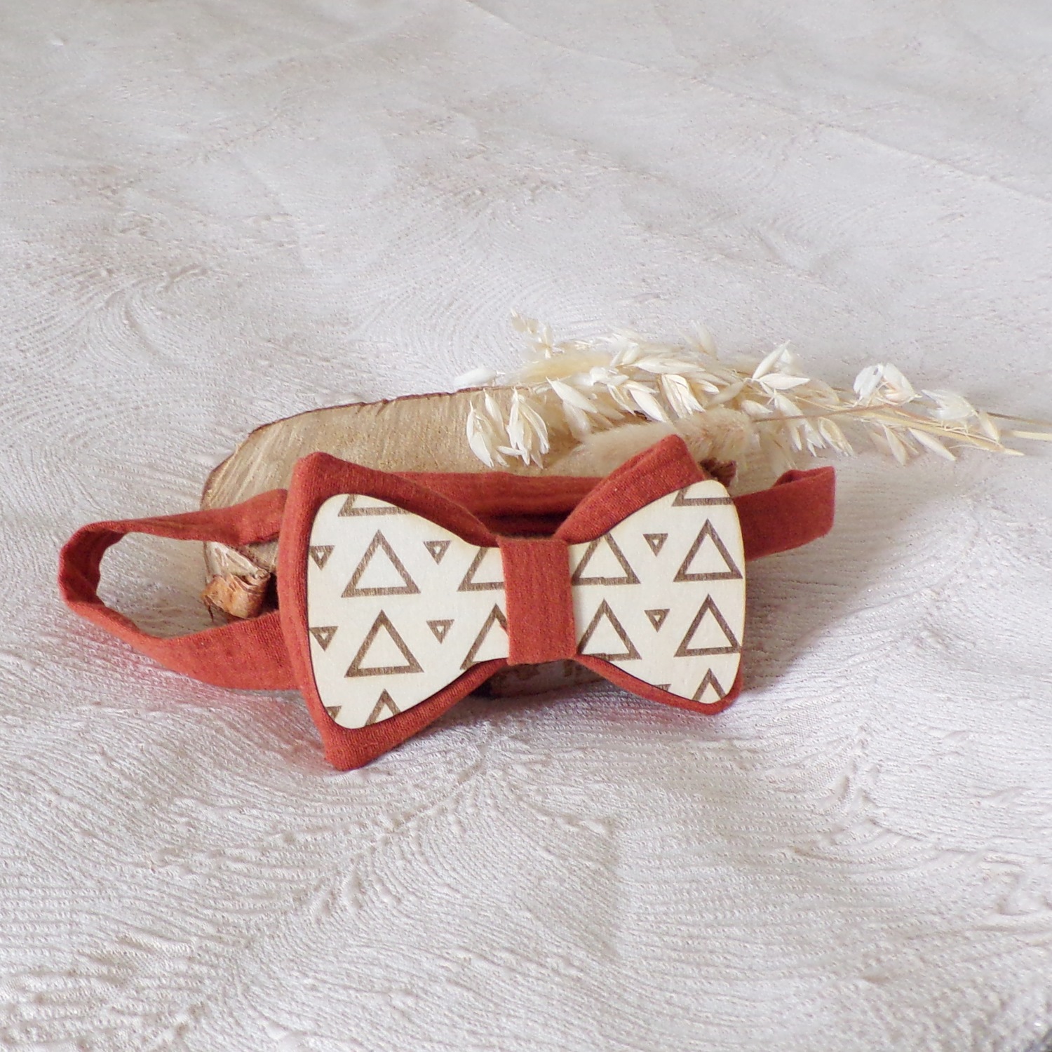 accessoire homme mariage terracotta bois