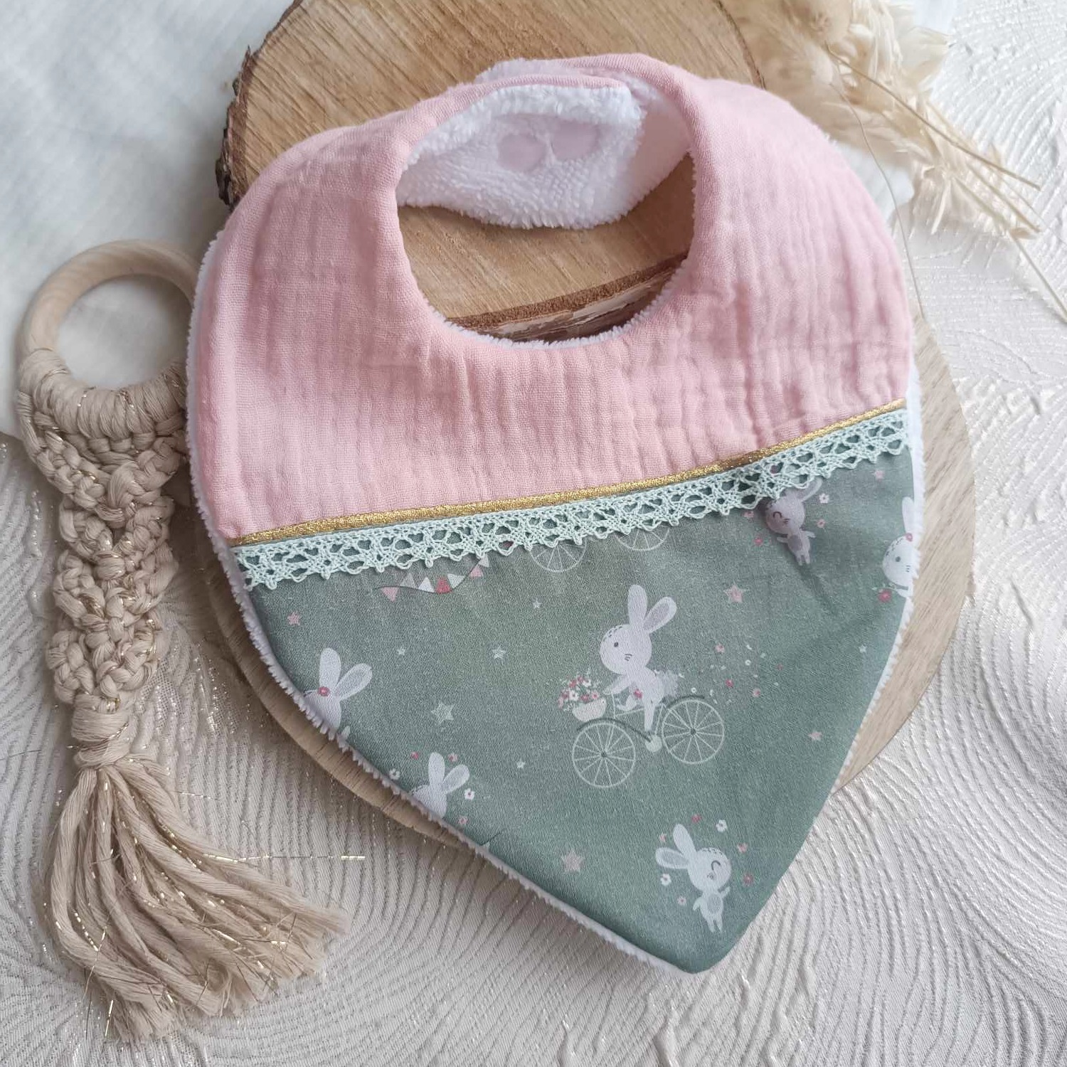 cadeau de naissance fille lapin rose fait main