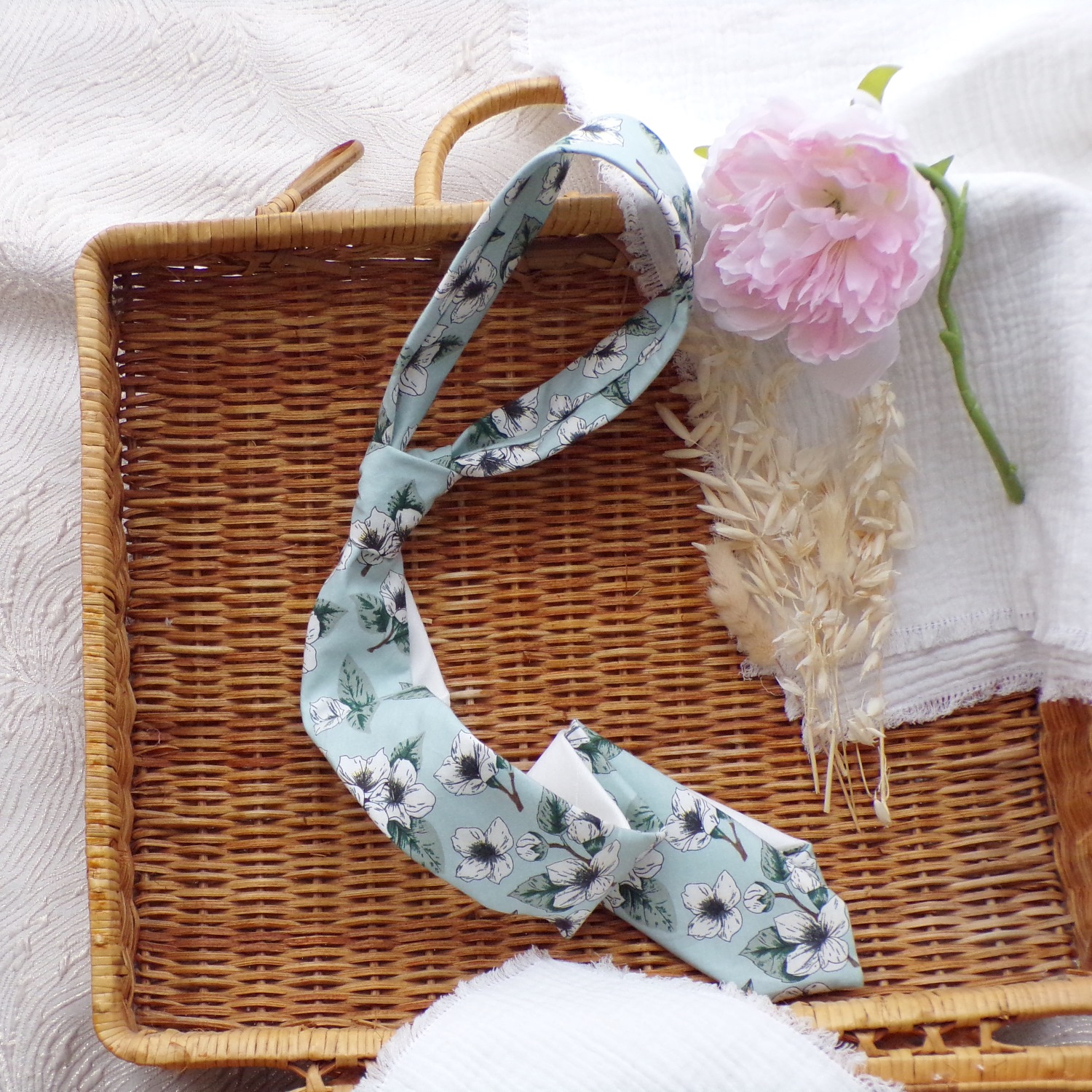 accessoire mariage mode homme cravate florale vert