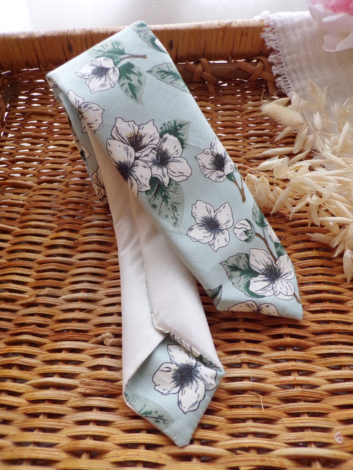 cravate fleurie vert mariage accessoire homme