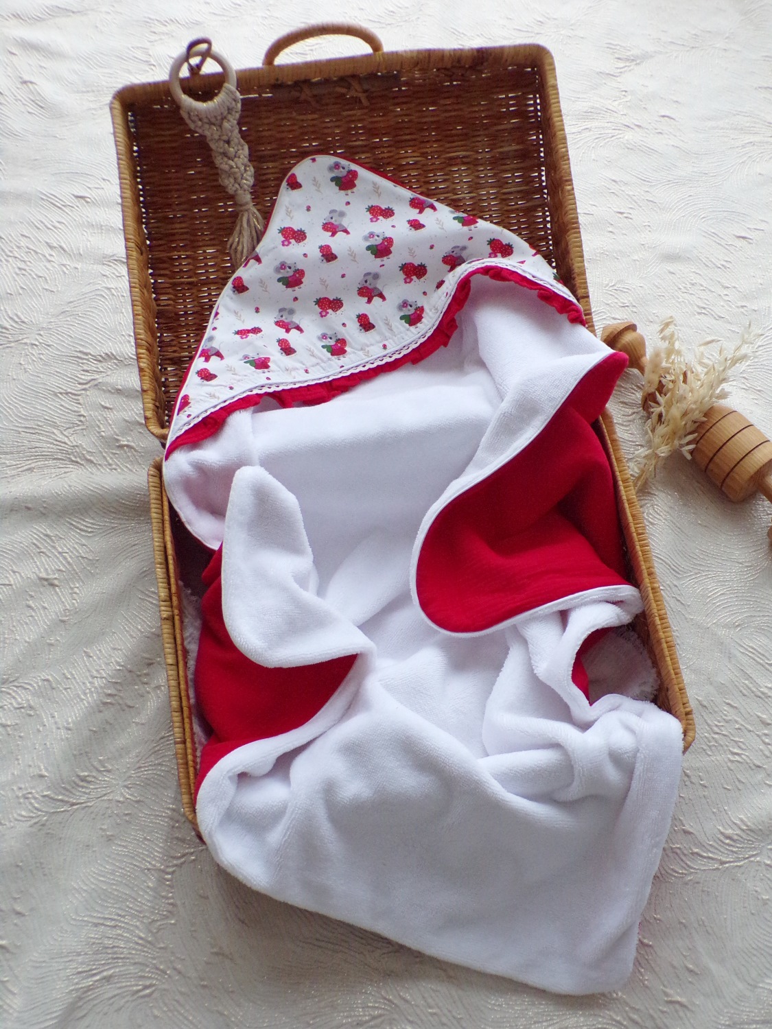 cape de bain fille rouge bambou
