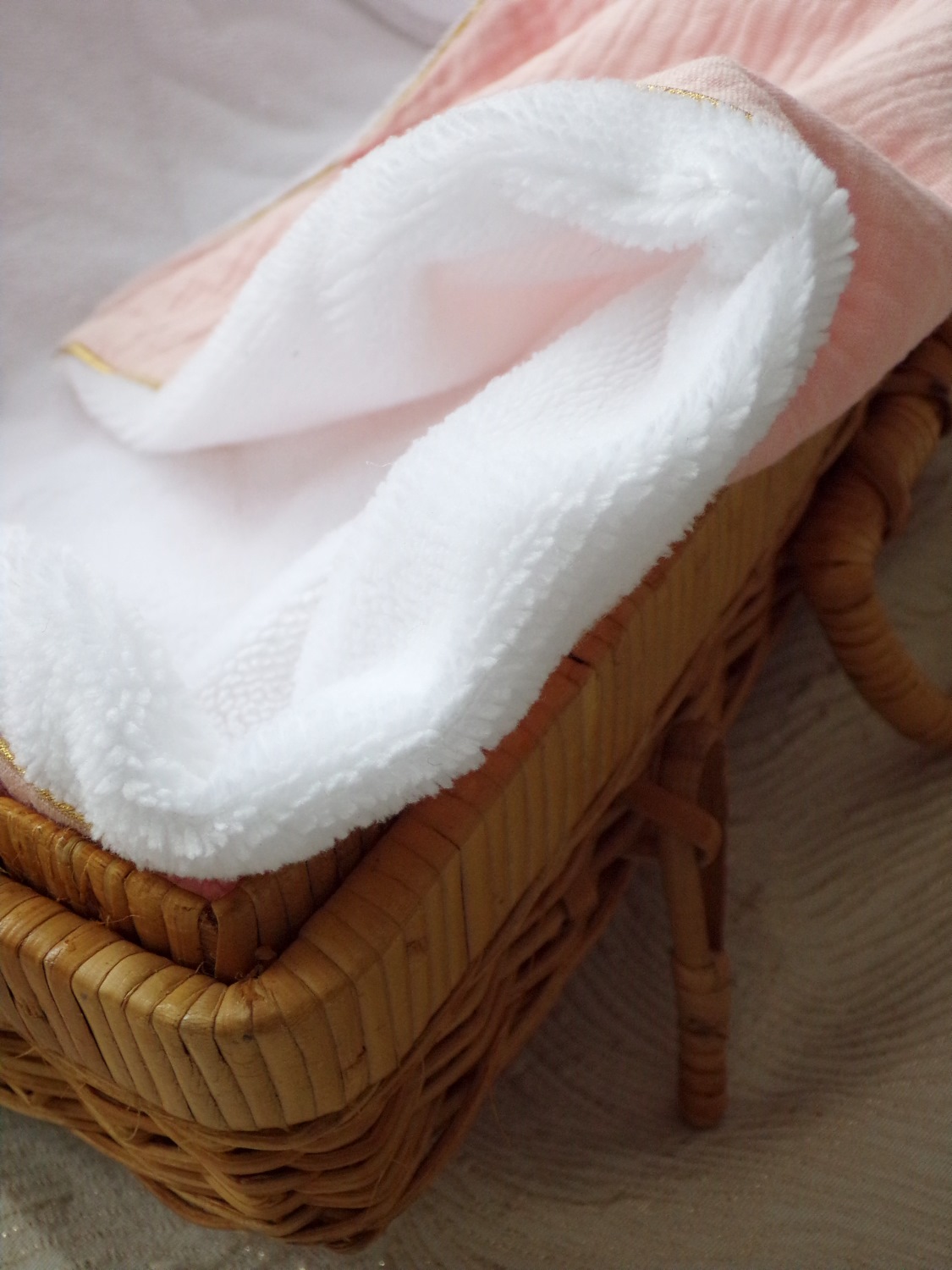 cape de bain bambou lapin rose bébé