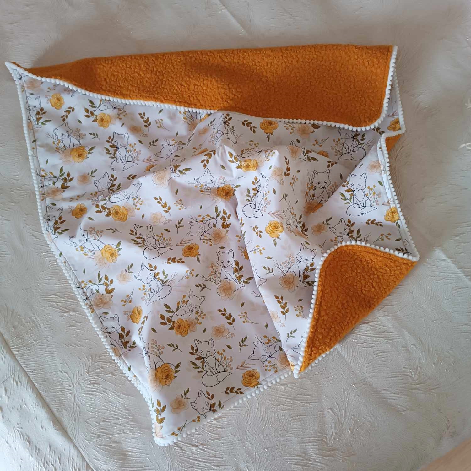 couverture renard moutarde cadeau bébé