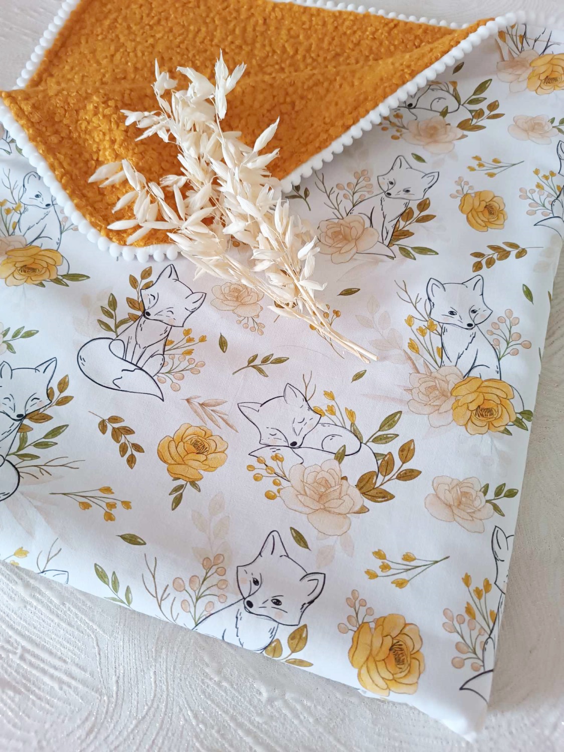 couverture renard bébé mi saison fait main