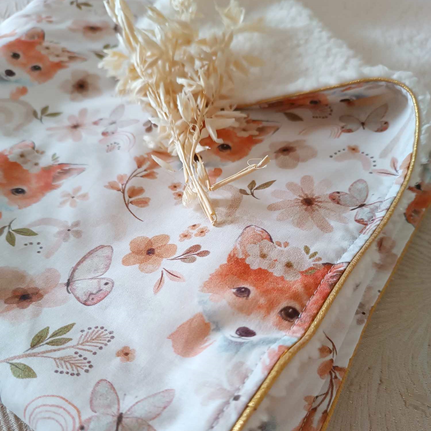 couverture mi saison renard bébé cadeau naissance maternité
