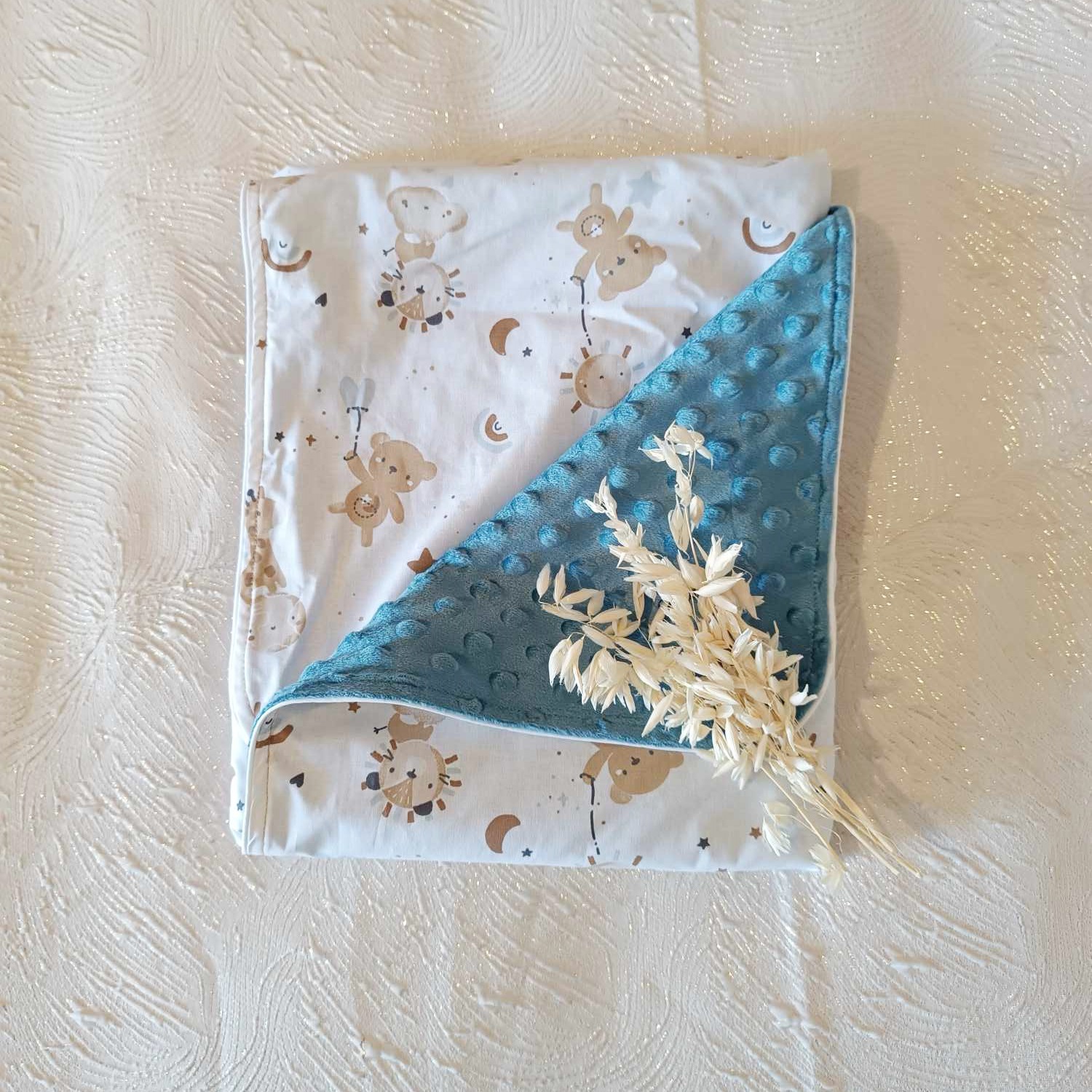 couverture bébé ourson bleu mi saison