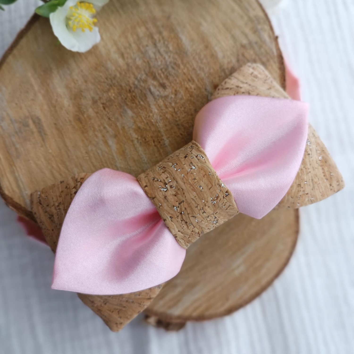 noeud papillon liège satin mariage romantique bohème vieux rose