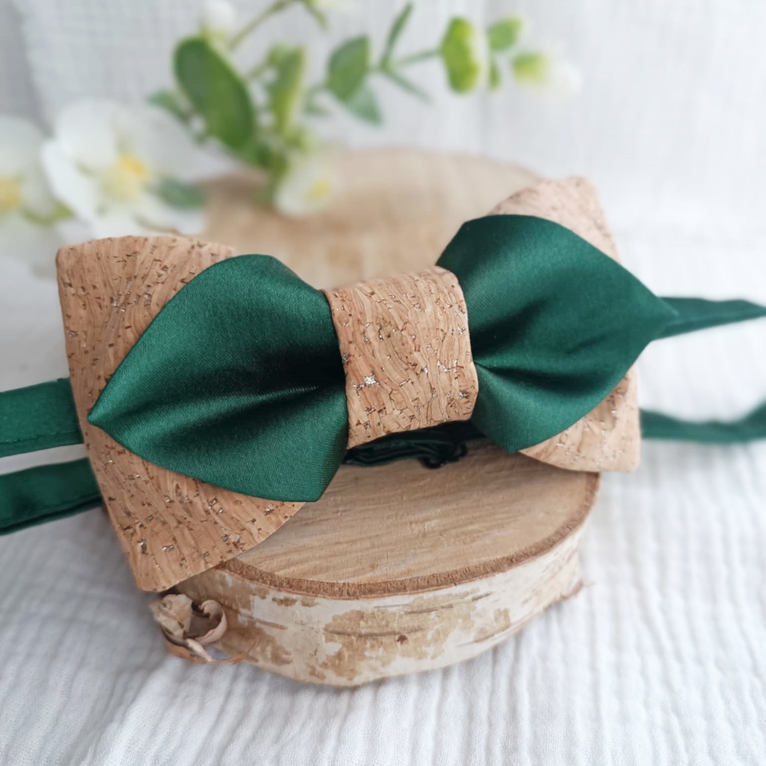 accessoire mariage homme liège satin vert foncé original