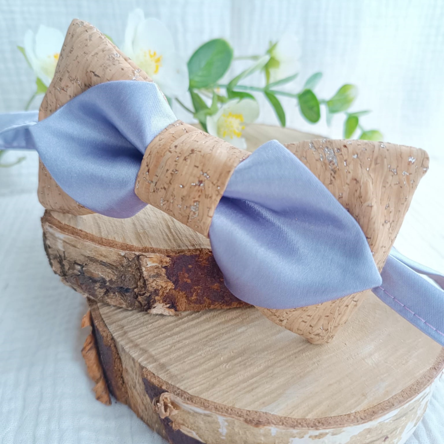 noeud papillon mariage mauve lilas liège satin homme