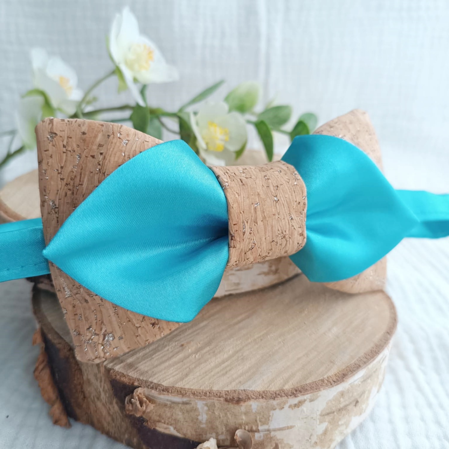 noeud papillon turquoise mariage liège satin boheme champetre