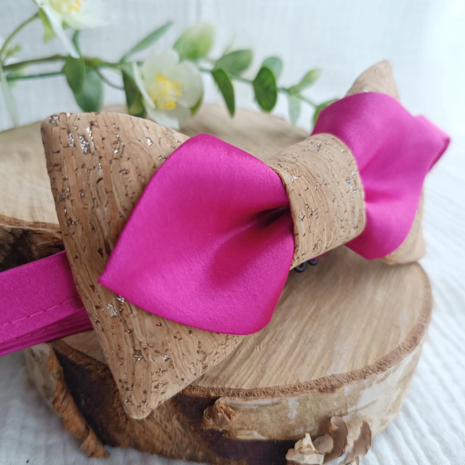 noeud papillon mariage fuchsia liège satin made in france
