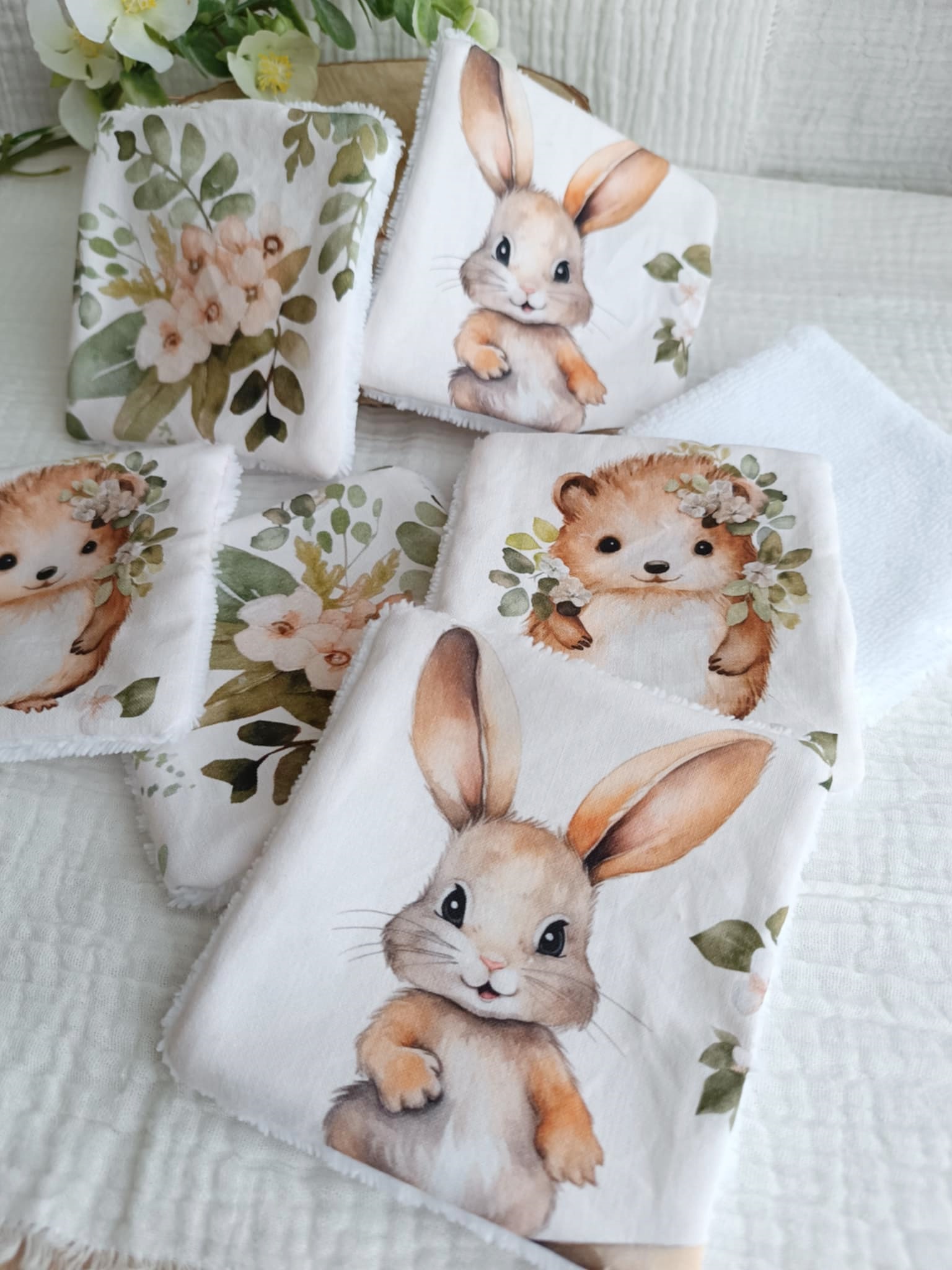 lingettes lavables bambou bébé animaux foret