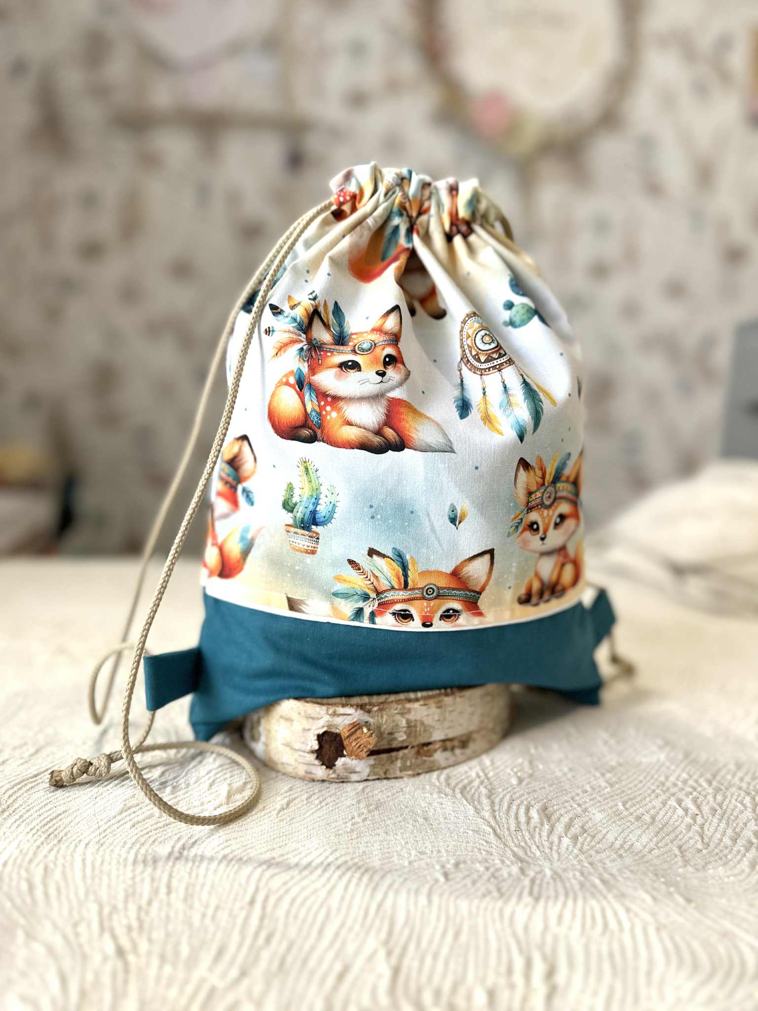 sac pochon enfant personnaliser renard doucefantaisie