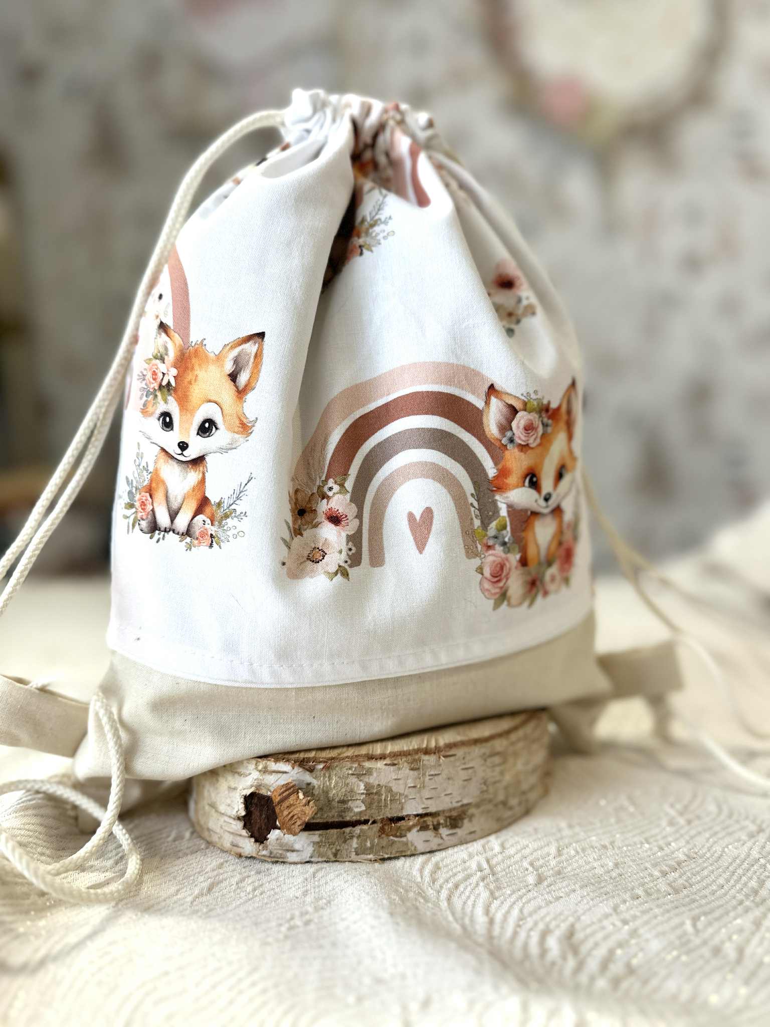 sac pochon enfant personnaliser renard made in france