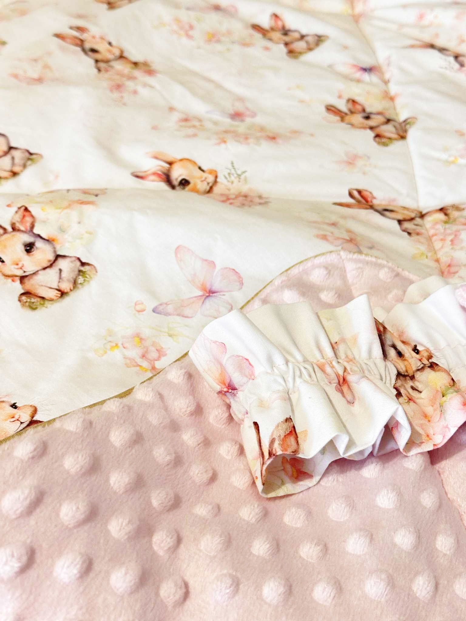 cadeau naissance couverture lapin hiver fait main