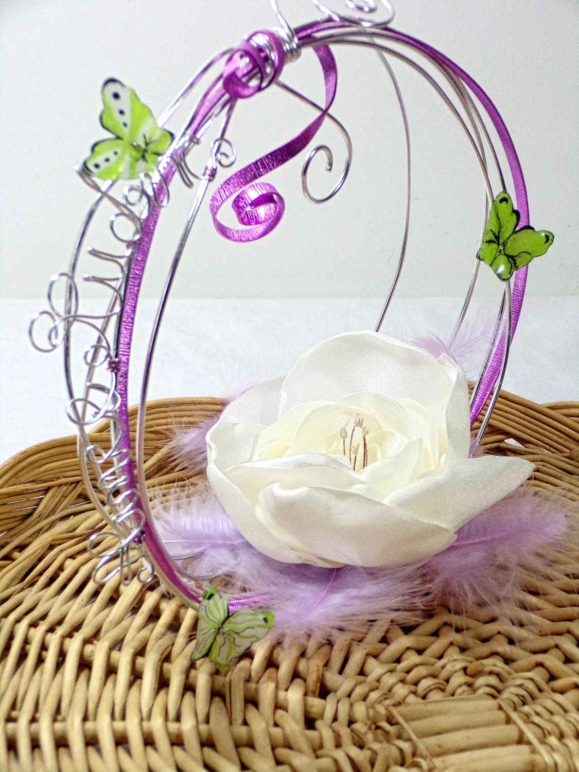 porte alliances panier fleurs papillons personnaliser
