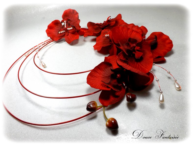 Bouquet rond alu rouge orchidée