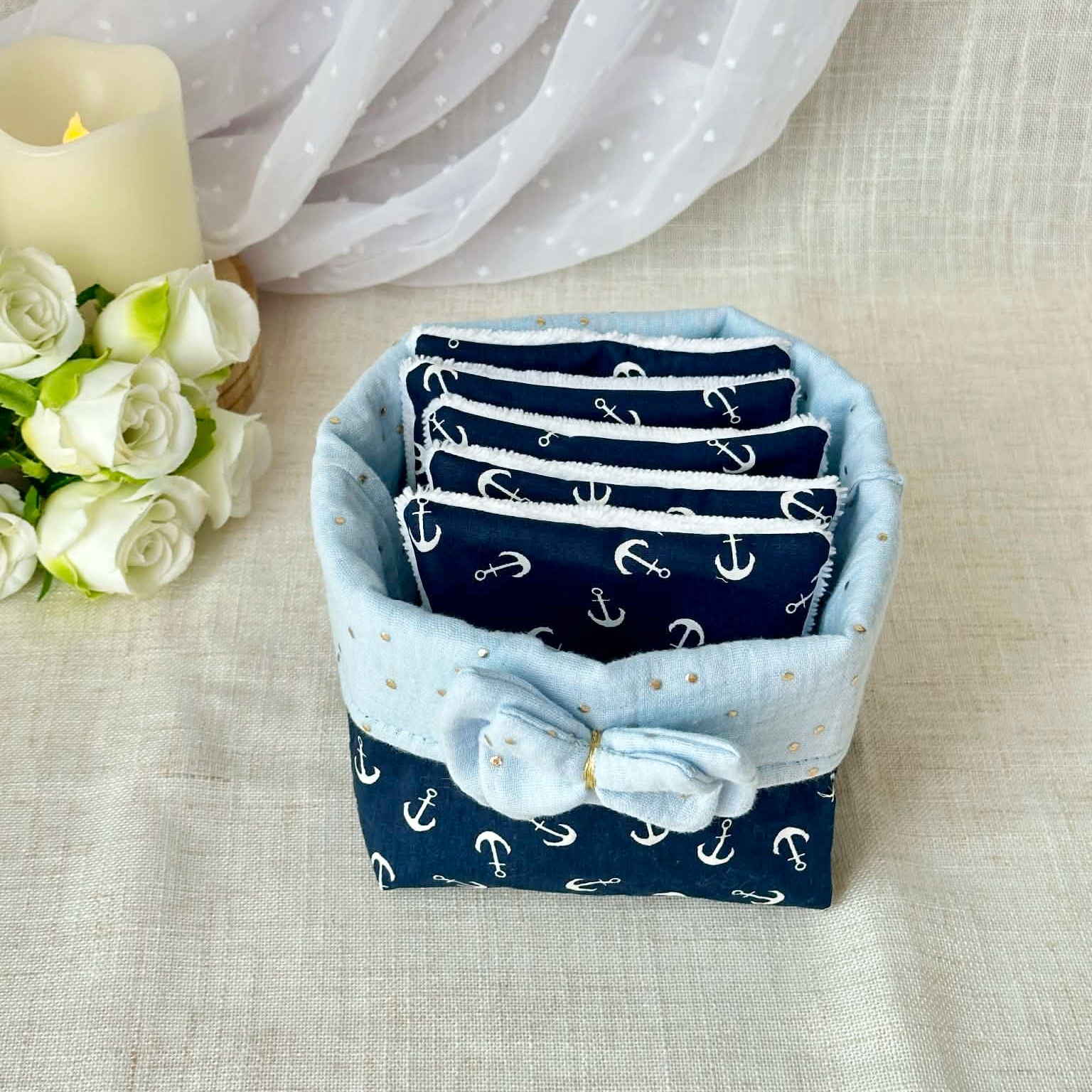 panière lingettes lavables thème marin gleu