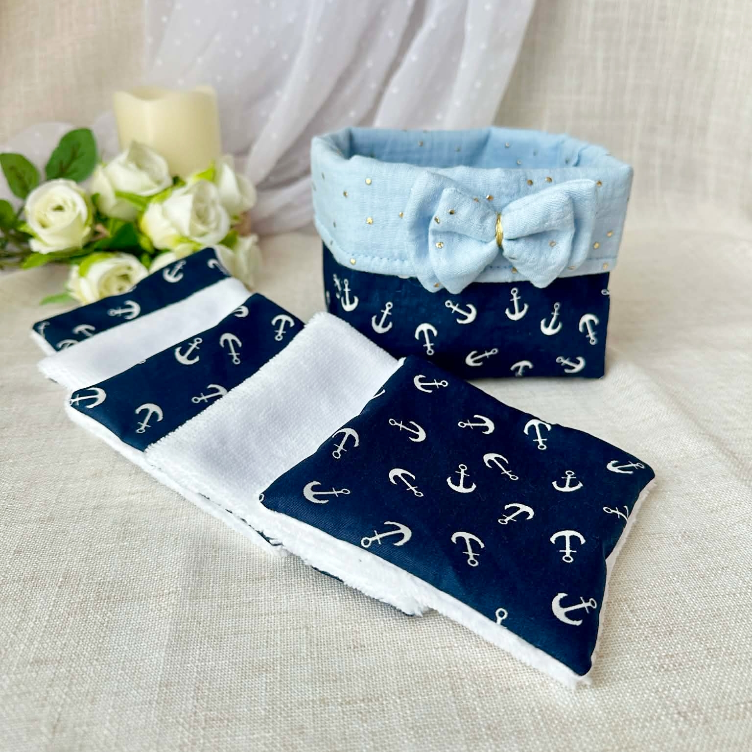 panière lingettes demaquillantes ances mer bleu