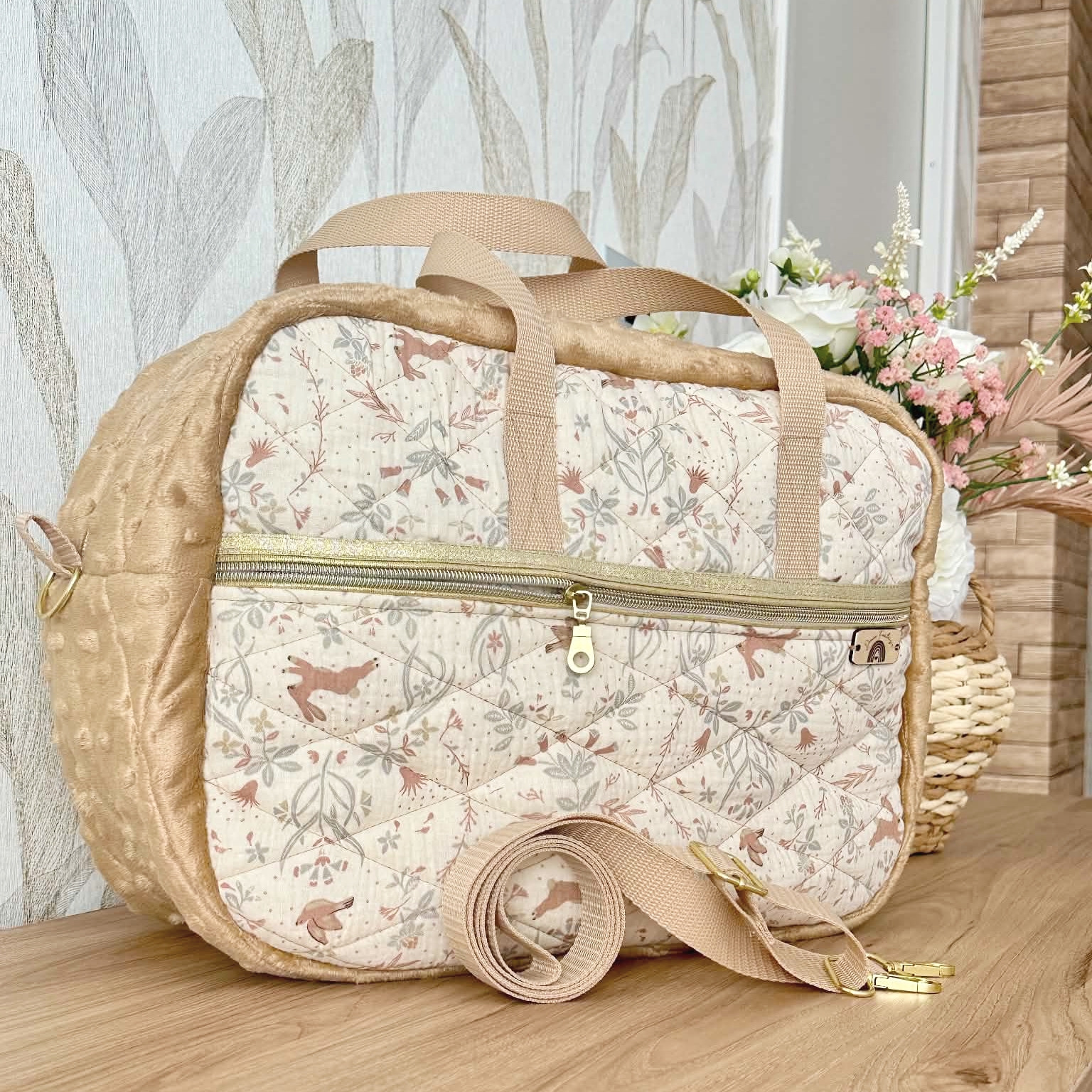 sac à langer artisanal mixte gaze de coton lapin Le jardin secret