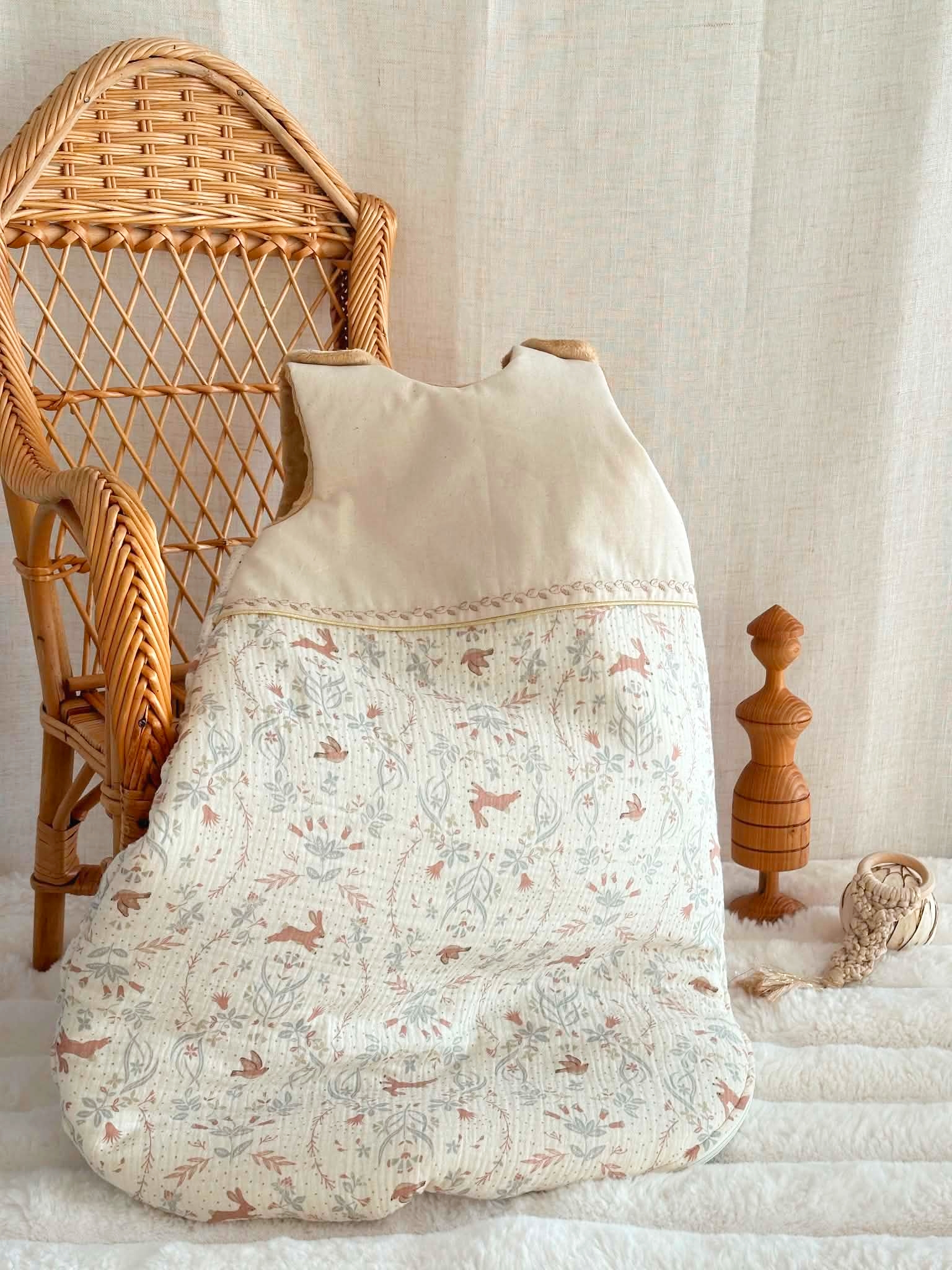 cadeau naissance mixte lapin beige artisanal doucefantaisie