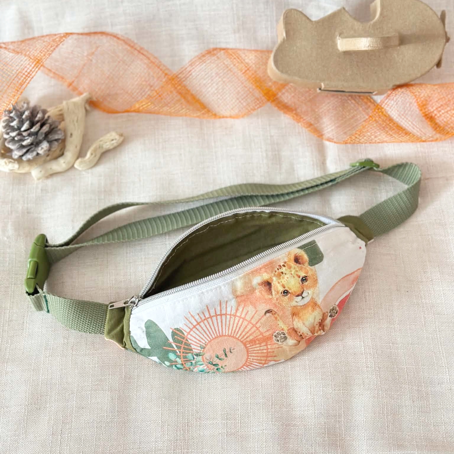 sac banane personnalisé savane réglable tigre kaki