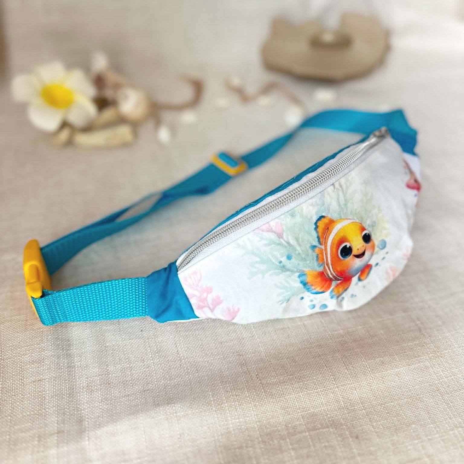 sac enfant poisson orange bleu réglable madeinfrance