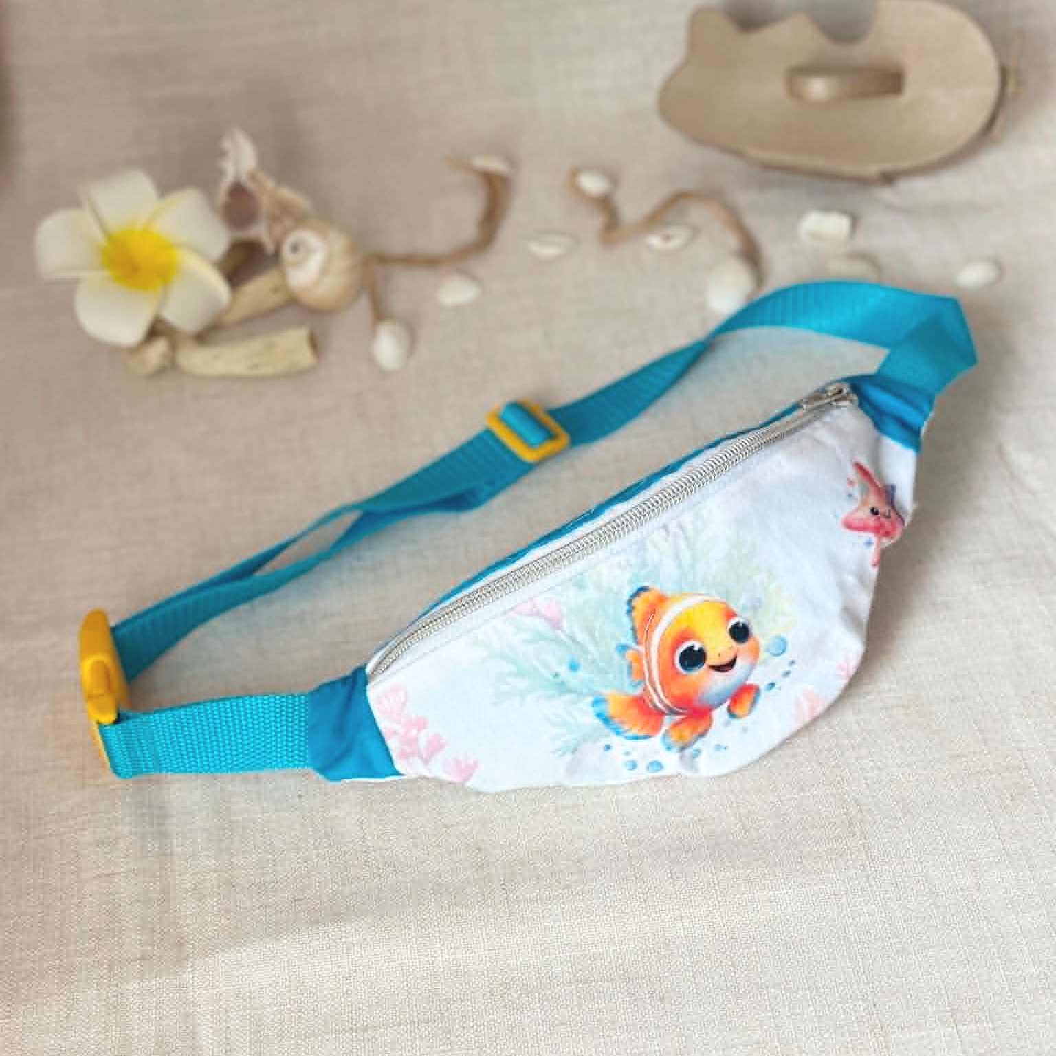 sac banane enfant poisson orange bleu réglable