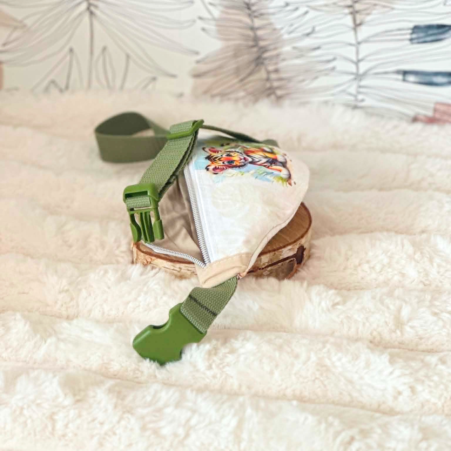 sac enfant réglable tigre vert kaki réglable cadeau fait main