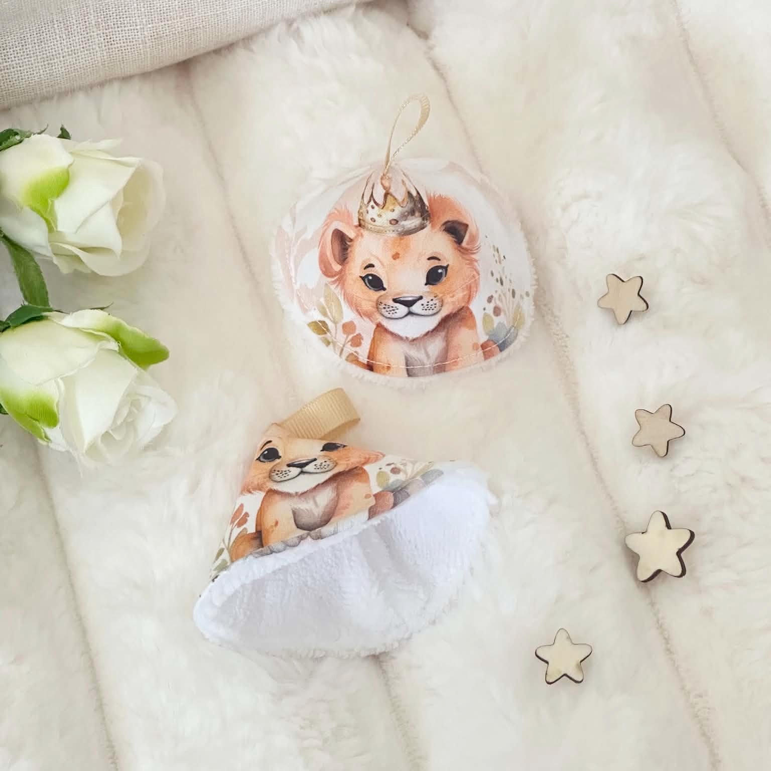 anti pipi bébé lion éponge bambou doucefantaisie fait main