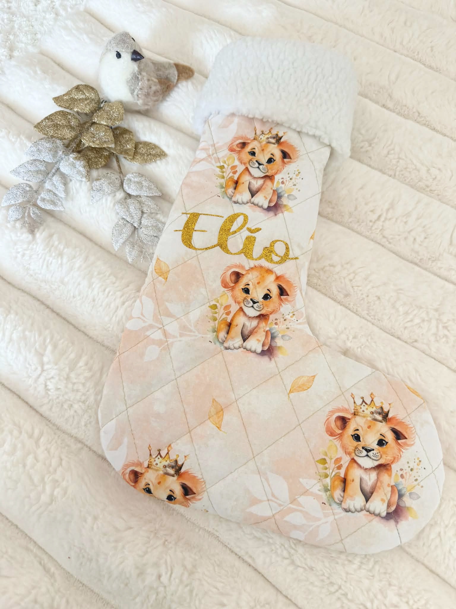 chaussette de noel personnalisée fait main cadeau bébé