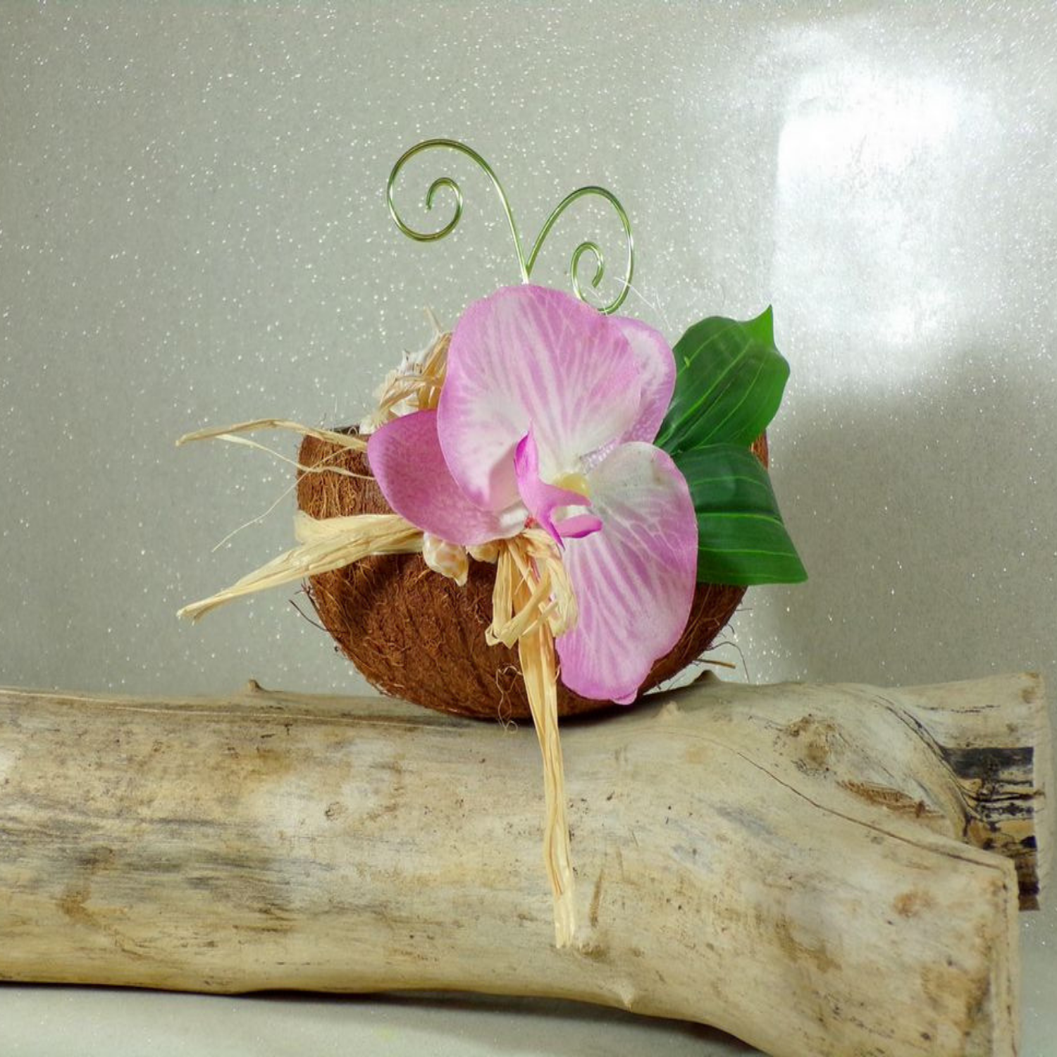 porte alliances noix de coco orchidée