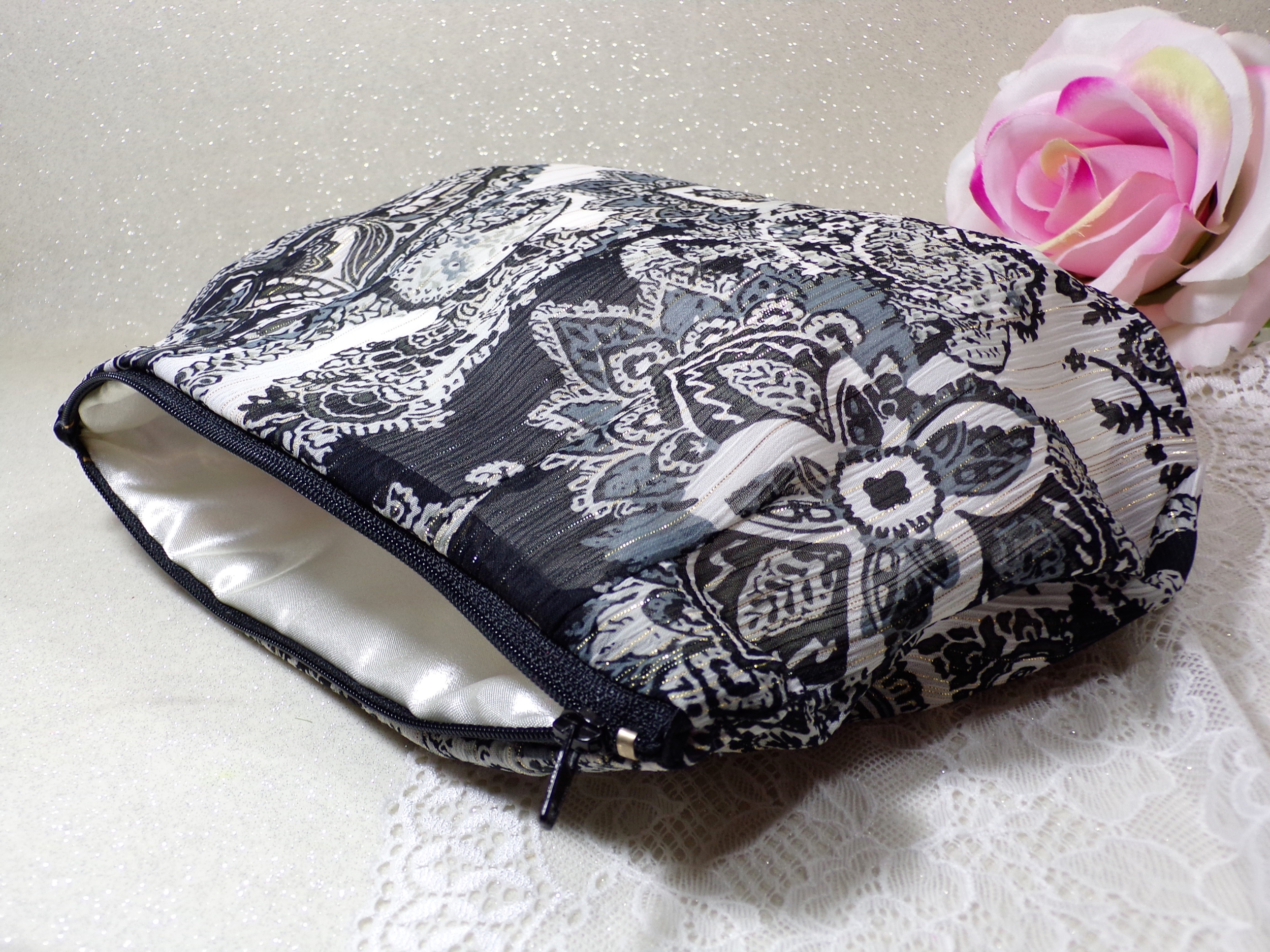 pochette soirée noir et blanc sac à main fait main