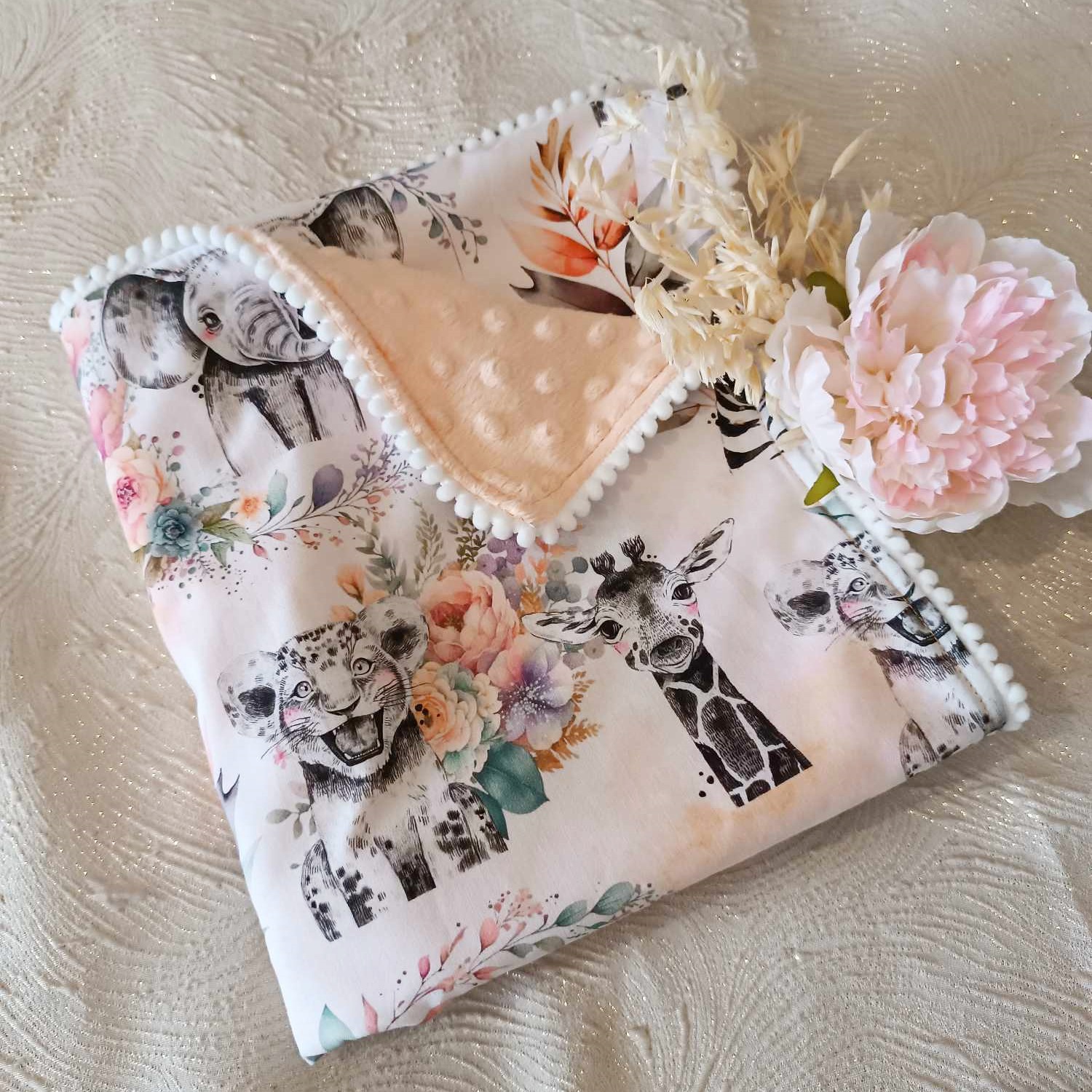 couverture bebe savane saumon boheme minky mi saison