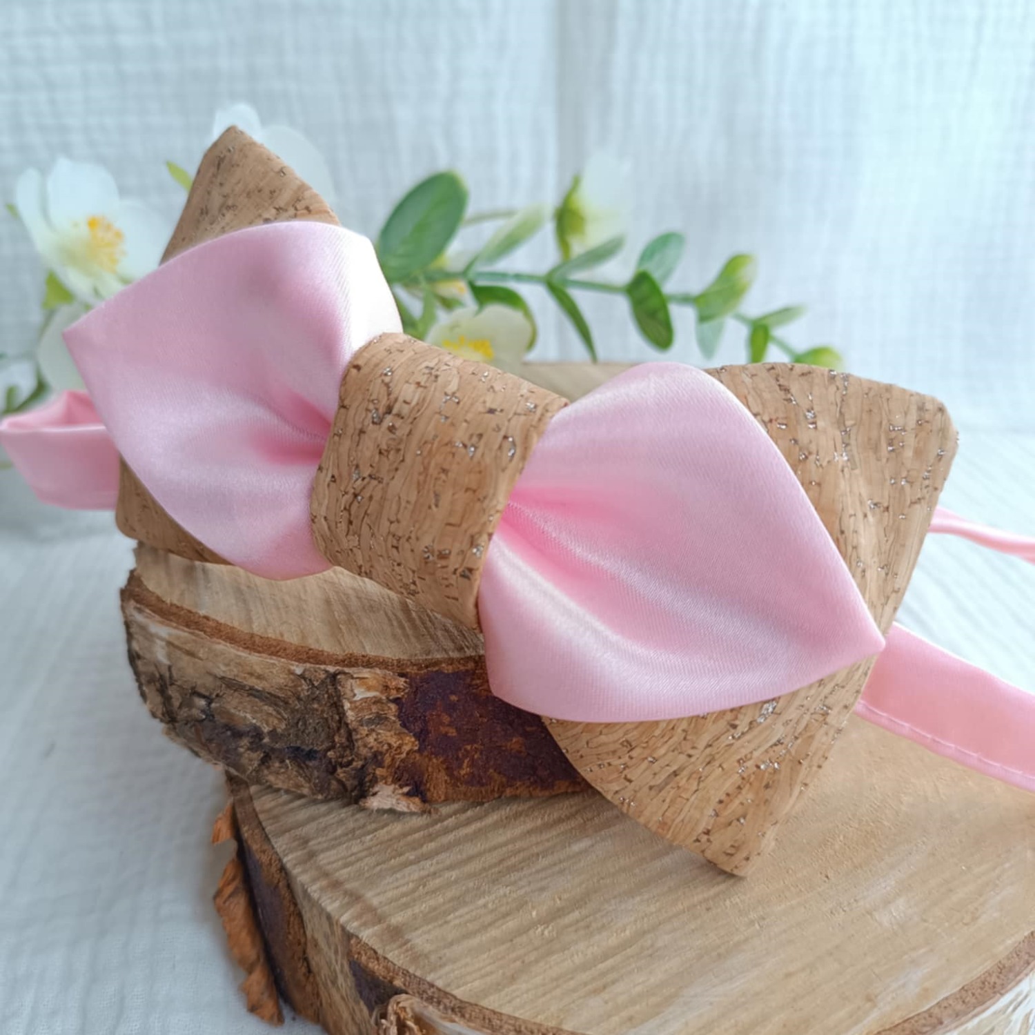 noeud papillon liege satin rose mariage champetre romantique