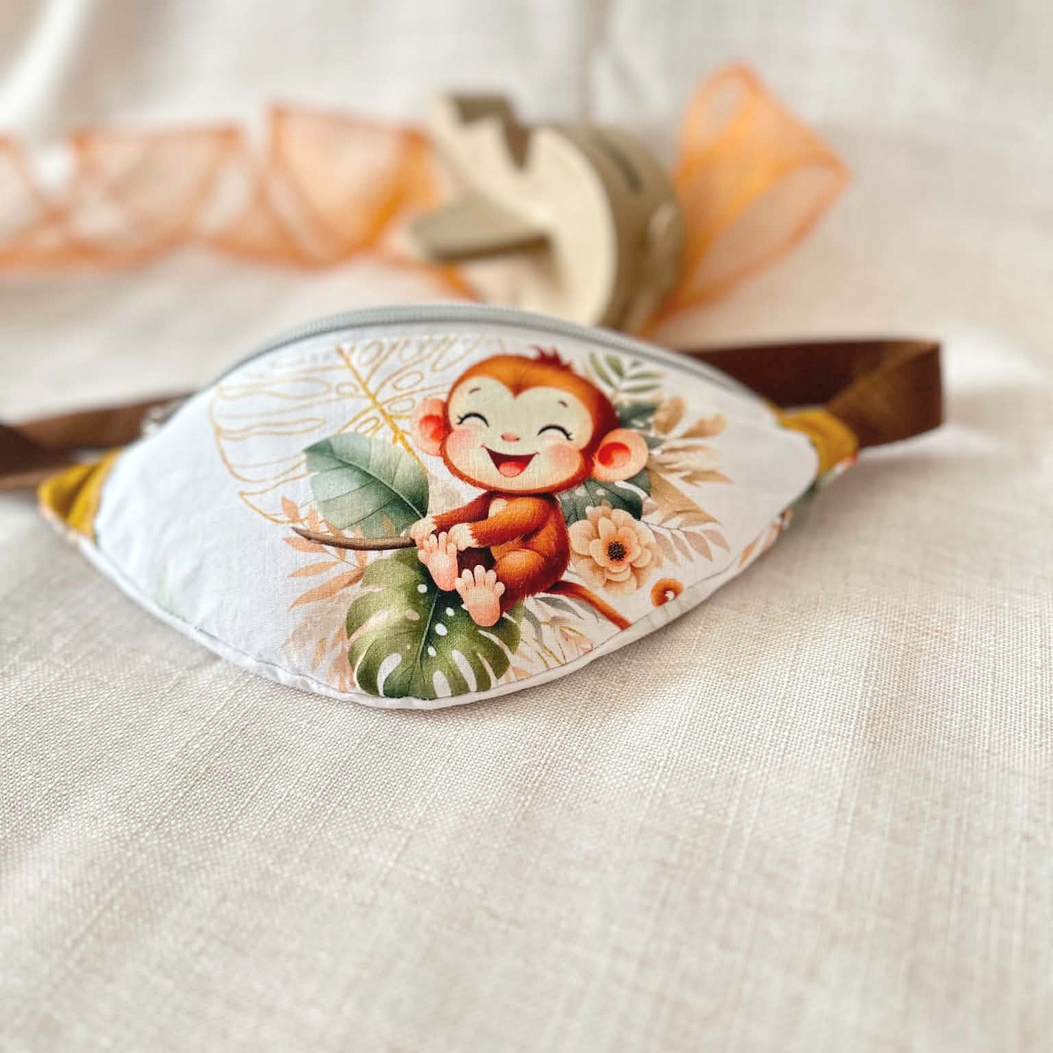 sac banane enfant petit singe safari fait main