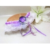 jarretière mariage mauve gris blanc dentelle plumes papillon