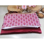 sac pochette xxl satin tissu moderne faitmain bordeaux rose doré