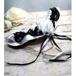 Jarretière de mariée satin noir et blanc faite main