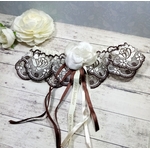 Jarretière mariage romantique ivoire marron chocolat