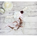 Jarretière de mariée dentelle ivoire fleur mariage champêtre