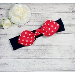 Bandeau headband fille rouge bleu marine fait main sur mesure