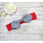 Bandeau headband fille bébé rouge gris sur mesure