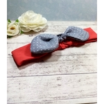Bandeau cheveux bébé fille rouge gris fait main
