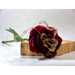 Rose rouge tige fleurs artificielle fait main satin